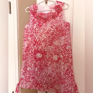 Girls Lilly Pulitzer Pink Lion Rosette Dress size 6 EUC